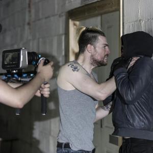 Behind the scenes shot during shooting on The Blackout 2015 with DoP Joe McDonald