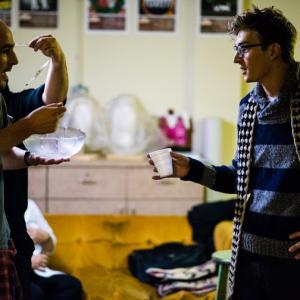 Stafford Douglas and Peter Diseth on the set of Understudy