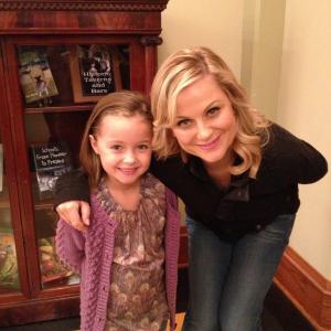 Rylan Lee and Amy Poehler on the set of Parks and Recreation