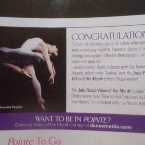 June Pointe Video of the Month Editors Choice Winner Pointe Magazine OctoberNovember 2013 Issue Page 8