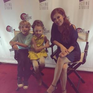 Actress NicoleARandall on the red carpet with child actors Gavin Wilson  Brooklyn Ray