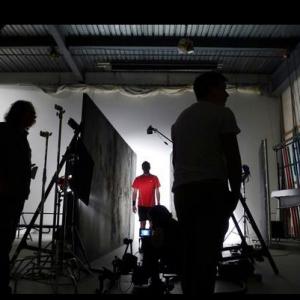 On set in Geneva studio for Yonex television advert December 2012