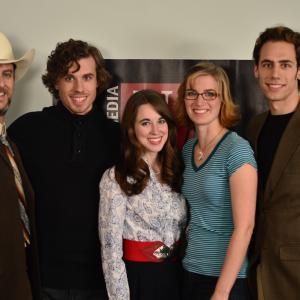Stacey Bradshaw with actors Ted Rich, Kaiser Johnson, Leona Worcester, and Nathan Jacobson on the set of Romans XIII, a web series filmed in Alabama