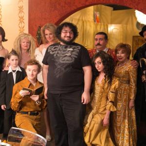The cast of Aimy in a Cage From Left to Right Sara Murphy Charlie Tacker Gabby Tary Michael William Hunter Maria Deasy director Hooroo Jackson Theodore Bouloukos Allisyn Ashley Arm Terry Moore Crispin Glover and Paz de la Huerta
