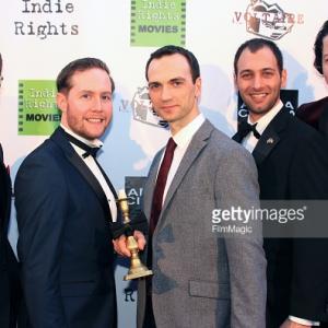 Composer Johnathan Amandary Actor Nigel Thomas Actor Andrew Fitch Screenwriter Andreas Forgacs W DirectorScreenwriter Chris Presswell attend Candlestick Los Angeles Premiere at Arena Cinema Hollywood on April 11 2015 in Hollywood California