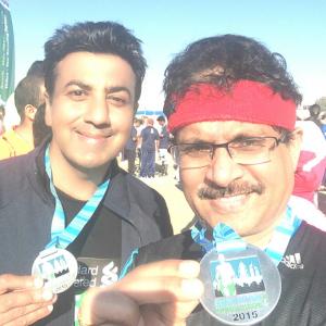completing a 10km marathon in 1 hr 3 minutes Got medal and certificate