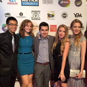 Caitlin Robson with the cast of IRL the Series including Tony Babcock and Clara Pasieka at Toronto International Film Festival
