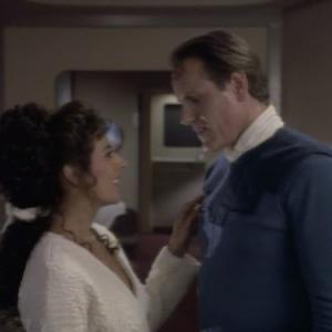 Still of Marina Sirtis and Charles Lucia in Star Trek The Next Generation 1987