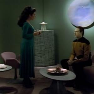 Still of Marina Sirtis and Brent Spiner in Star Trek The Next Generation 1987