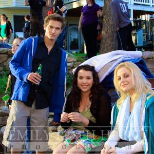 Amy Lia on set with co-stars, Hunter Gomez and Emily Arnold.