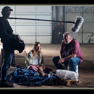 ActorDirector Jim Dougherty with Jessica Froelich in ATONE  Also pictured sound mixer Bruce Northern