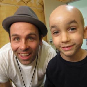 Adam Chernick with special effect artist who put his very first bald cap on a six year old for Critics Choice 2012