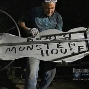 Sculptor Bruce Gray finishes a modern stainless steel table for Monster House on Discovery Channel.