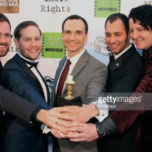 Composer Johnathan Amandary Actor Nigel Thomas Actor Andrew Fitch Screenwriter Andreas Forgacs W DirectorScreenwriter Chris Presswell attend Candlestick Los Angeles Premiere at Arena Cinema Hollywood on April 11 2015