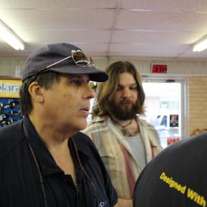 Michael Walters giving instructions to the cast and crew in the convenience store scene in 