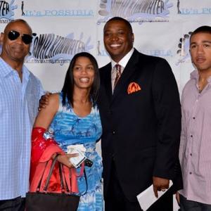 At the premiere of Premeditated on June 21 2014 in Columbus Ohio Louis C Robins Adra RobinsYoung Mark Cummings Sr and Simeon Robins