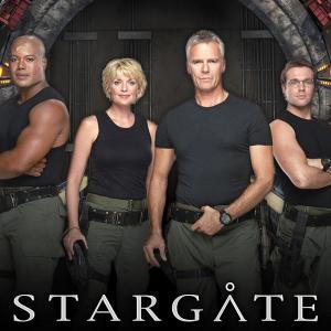 Richard Dean Anderson, Christopher Judge, Michael Shanks and Amanda Tapping in Stargate SG-1 (1997)