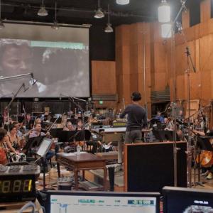 Stefan French on the podium at 20th Century Foxs Newman Scoring Stage with the Hollywood Studio Symphony