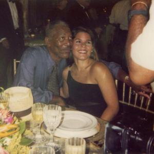 Morgan Freeman and Christie Miró on the set of Under Suspicion