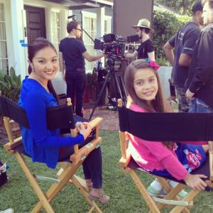 Melissa Jane Rodriguez and Emmy Perry on set of Wiener Dog Internationals