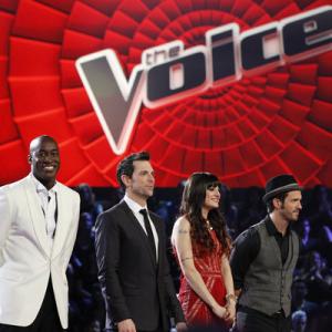 Still of Tony Lucca, Chris Mann and Juliet Simms in The Voice (2011)