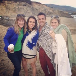 Erin Brown, Kathryn McCormick, Bruce Webber, and Stacey Tookey on the set of 
