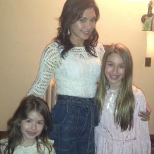 Kylie on the Celebrity Ghost Stories shoot with Maria DeSimone and Jessica Kuretski