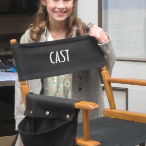 Kylie Cast on the set of HBOs Boardwalk Empire with her chair!
