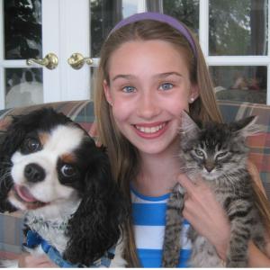 Kylie with pets Cooper & Willow.
