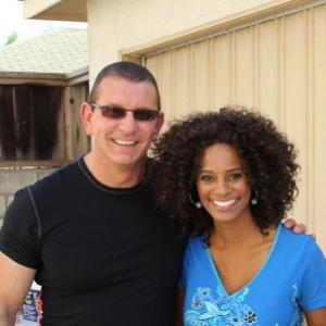 Robert Irvine and Germany Kent on the set of Food Network Shoot