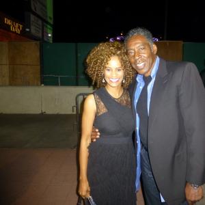 Host Germany Kent attends Draft Day Premiere in Westwood pictured with Actor Ernie Hudson