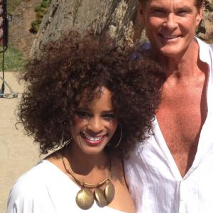 Germany Kent shooting on the beach in Malibu with The Hoff.