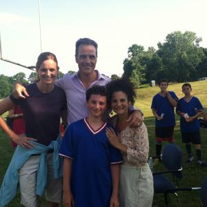 On the film set of No Letting Go with Richard Burgi Cheryl Allison and son Spencer