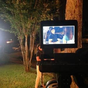 Night shoot filming True Crime with Aphrodite Jones Vanessa Amaya portraying Felicia Ruiz