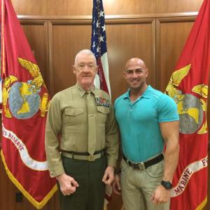 Aaron Williamson with Lieutenant General Mills Commanding General for Marine Forces Reserve