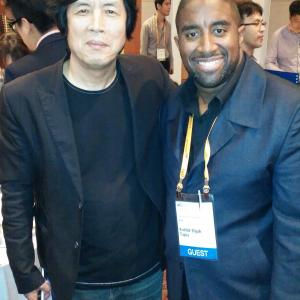 Lee ChangDong and Kahlid Elijah Tapia at the annual AFCI Cineposium in Jecheon City Korea