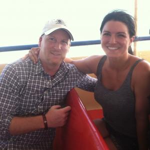 Dale Johnson, Gina Carano during filming of 'In the Blood' in Puerto Rico