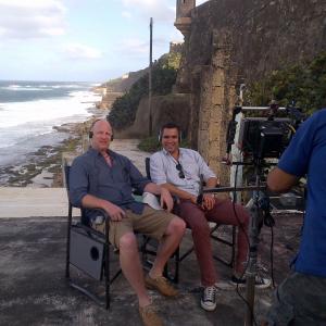 Dale Johnson and Cash Warren on set in Puerto Rico