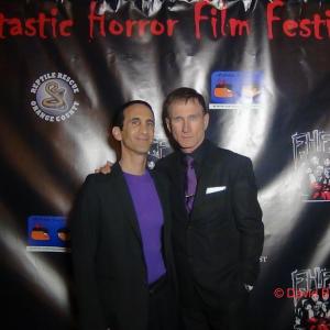 Gregory Blair with Bill Oberst Jr after DEADLY REVISIONS wins two awards a the Fantastic Horror Film Festival
