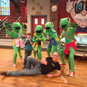 Christian on set with the Cast of Some Assembly and the Episode Samurai Salamanders