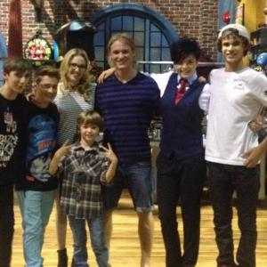 Christian on set as a guest star role with cast of Some Assembly Required