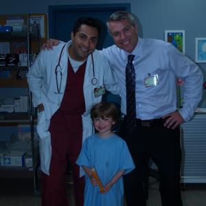On set of Untold Stories of the ER as Max  the boy with the blue leg