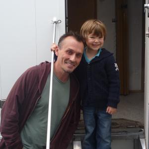 Christian on set of Cult with Robert Knepper.