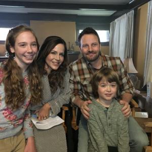 On set of Life on the Line with Julie Benz and Ryan Robbins