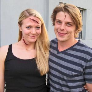 Kyle Morris and Fangorias Lianne Spiderbaby on set of Toolbox Murders 2