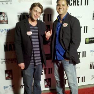 Kyle Morris and Bloody Disgustings Micah Roland at the Hatchet 2 Premiere