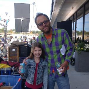 Booch O'Connell with John Benjamin Hickey on the set of The Big C