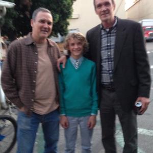 Jacob Melton as Sebastian along with actor Neil Flynn as Mike Heck onset at Warner Bros Ranch for ABCs The Middle Heck on a Hard Body season 5 episode 22