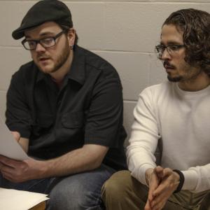 Director Wayne Pombert II on set with 1st Assistant Director Jeremy Silva.