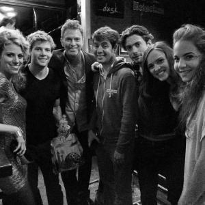 On set of A Rising Tide (2015) with Marlena Kalm, Hunter Parrish, Tim Daly, Ben Hickernell, Owen Drake, Emily Vere Nicoll and Caroline Gottlieb.